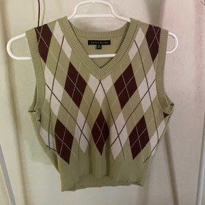 Haute Monde | Sweaters | Green Brown White Sweater Vest | Poshmark